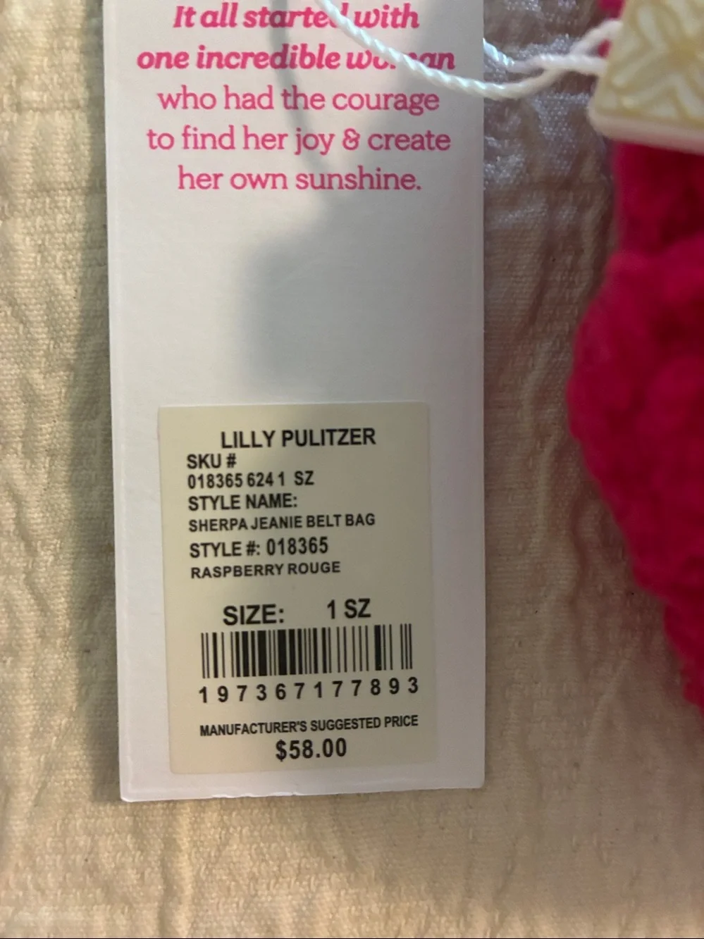 Lilly Pulitzer Jeanie Sherpa Belt Bag in the Raspberry Rouge ~ NWT